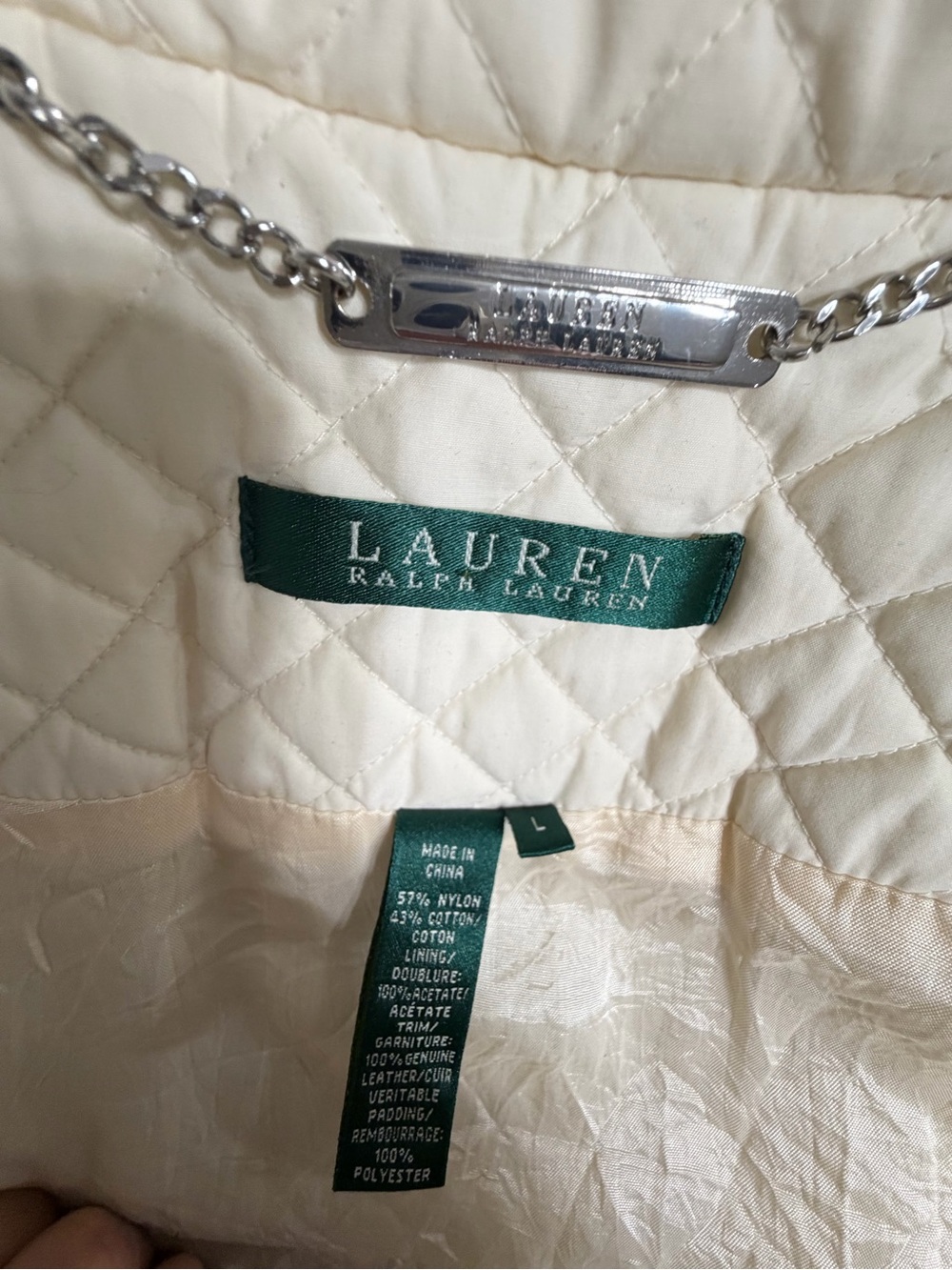 Ralph Lauren Cream Quilted Utility Jacket with Sherpa Collar - Picture 7 of 8
